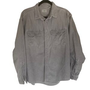 LLBean Mens Long Sleeve Corduroy Button Up Shirt Tan L Regular Gorpcore Outdoor